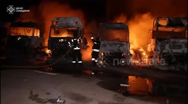 Russian drone attack sparks fire at parking lot in Sumy, Ukraine says