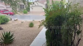 Suburban neighborhood drenched by torrential rain in Arizona, USA
