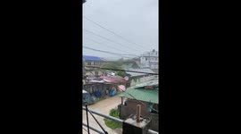 Rapid Typhoon Opong downpour with strong winds in Antique, Philippines