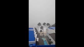 Strong winds and waves strike during Typhoon Opong in Boracay, Philippines