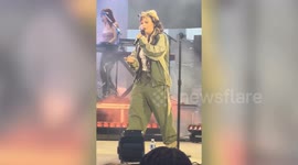 Shocking footage shows moment singer Lola Young collapses on stage