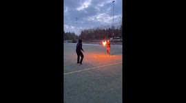 Unexpected bicycle kick goal during fiery football match in Sweden