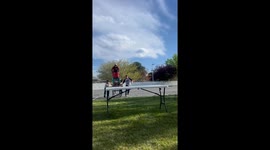 Shopping cart table jump goes wrong in West Jordan, Utah, USA