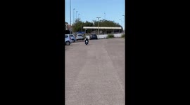 Cool and cute little bikers ride a mini-motorbike in Sardegna, Italy