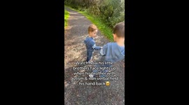 Non-verbal brother reaches out in touching TikTok moment - video captures first-time handhold