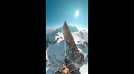 Highline Walk between Dent du Geant and Mont Mallet