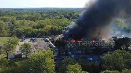 Massive fire erupts at church in Grand Blanc, Michigan, USA