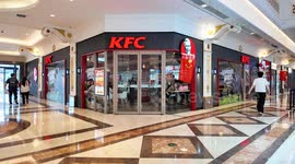 China: Constant flow of people in front of the KFC restaurant in China