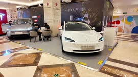 China: Tesla exhibition cars in the shopping mall in China