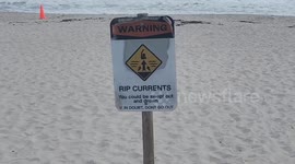 Strong waves and gusty winds during Tropical Storm Imelda in Melbourne Beach, USA