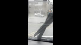 Water Bursts From Chicago Sewer During Heavy Rain