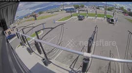 Pickup Drives Straight Into Bollard