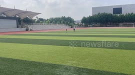 Football catch goes wrong in Jiangsu, China