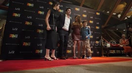 James Stewart and Ada Nicodemou at RENT red carpet, Sydney, Australia