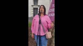 Lucy Connolly shows her support at 'Pink Ladies' anti-migration protest in Westminster