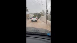 Heavy flooding submerges streets in Jesús, Ibiza, Spain