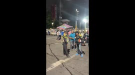 Patients evacuated outside Cebu City Medical Center after 6.9 earthquake in Cebu, Philippines