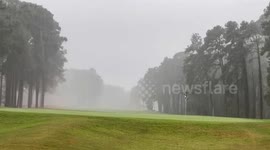 Much-needed rain arrives at golf course in Durham, North Carolina, USA