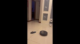 Sweeping robot stuck with a slipper in Henan, China