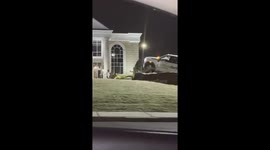 Brand New Truck Becomes Bank's Water Feature