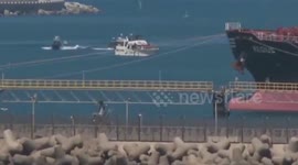 Israel: Moment Israeli navy ships and seized Sumud Flotilla vessels arrive at Ashdod Port