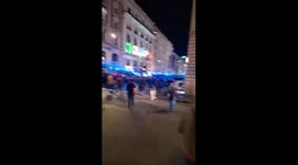 Pro-Pal protest march reaches police barricade in Rome, Italy