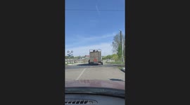 Bull falls off moving trailer in Kazan, Russia