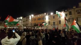 Pro-Palestinian protest in solidarity with Gaza flotilla in Brescia, Italy