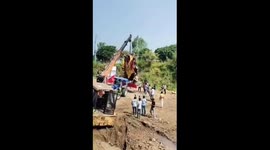 Crane lifting 15ft shrine topples over crushing Hindu deity