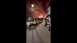Chevron refinery explosion and massive fire lights up El Segundo, California, USA