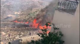 Lebanon: A large fire on the outskirts of town of Al-Shahour