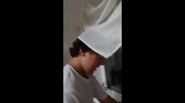 Friends accidentally knock over window frame in Boguslav, Ukraine
