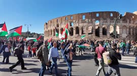 Protest at Rome’s Colosseum for Gaza and Global Sumud Flotilla