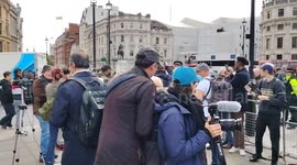 Police arrested protestors holding a sign reading 'I oppose genocide.' I support Palestine Action in London, UK.