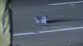 US, Los Angeles: Chino Hills Hit-and-Run Vehicle vs Pedestrian Incident On Freeway On-Ramp
