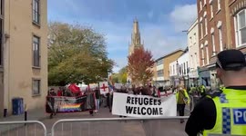 Anti-migrant protesters and counter-demonstrators face off in Gloucester