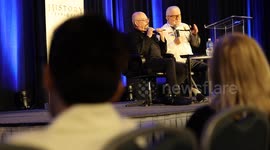 US: Former President of Poland Lech Walesa lectures at Convention Center in Rosemont