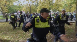 Batons out! Clashes in Bristol as anti-immigration protesters face off with counter-demonstrators