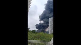 Fire breaks out near West Railway Station in Chongqing, China