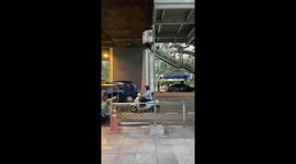 New silver railings installed on pavements in Bangkok nightlife strip
