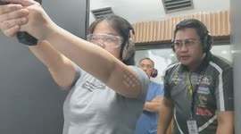 Bullet Casing Lands Inside Protective Glasses