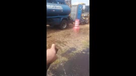 Fire Hits Truck on Highway in the Countryside of São Paulo (Brazil)