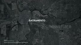 US: MOTION GRAPHIC -Multiple victims reported after helicopter crashes on Sacramento freeway