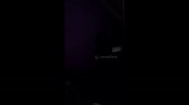 Lightning strikes near house during storm in Jiangsu, China