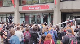 The International University students marched and protested that the beginning of genocide in Gaza did not start on October 7th, 2023 in London, UK