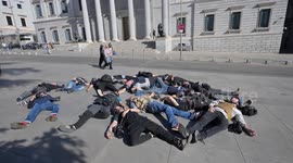 Spain: Spanish photojournalists stage die-in to honor colleagues killed in Gaza