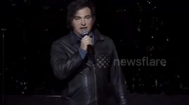 Argentina: Milei presents his book singing rock music