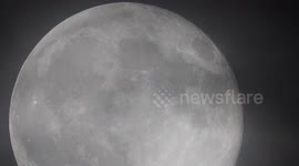 Stunning close-up of Harvest Supermoon rising above Kent, UK