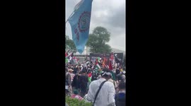Protesters rally outside US Embassy calling for Palestine freedom in Jakarta, Indonesia