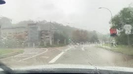 Heavy rainfall causes roadway flooding in Frankfort, Kentucky, USA